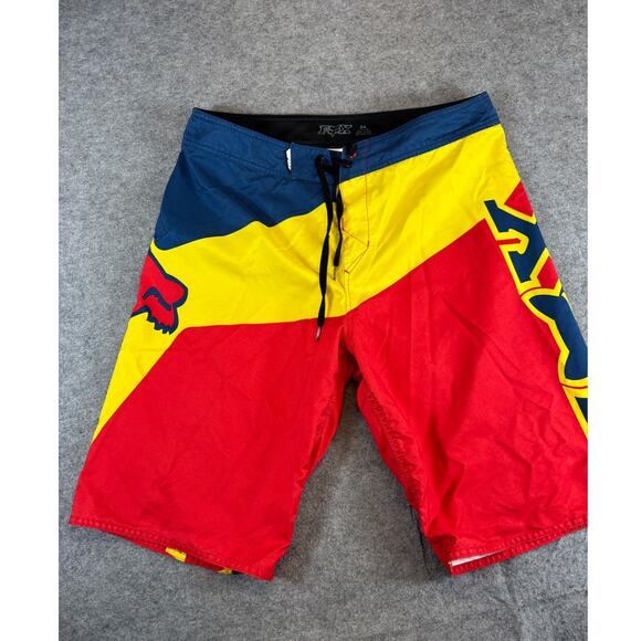Fox Other - Fox Racing Axis Board Shorts Mens 34 Red Yellow Colorblock Summer Swim Surf
